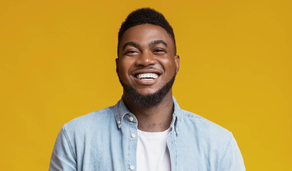 man smiling straighten teeth as an adult fulham